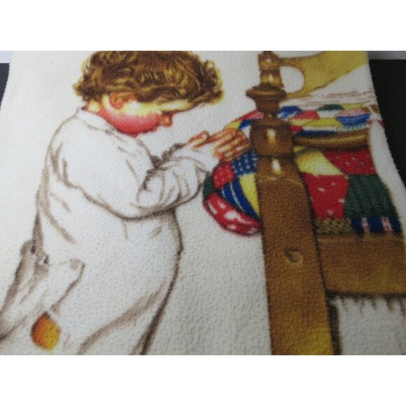 VTG Boys Town Baby Blanket Now I Lay Me Down To Sleep Prayer Norman Rockwell - Picture 8 of 9